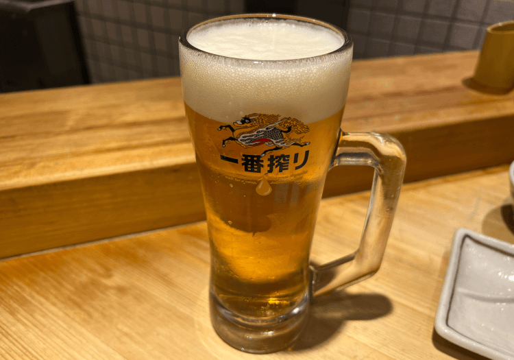 一番搾り生ビール＠天ぷら定食 まきの 武蔵小山