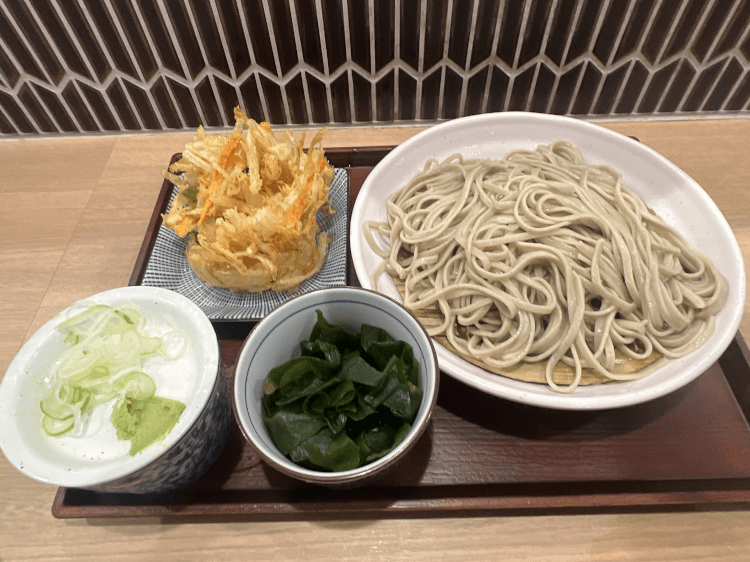 もり蕎麦+かき揚げ＠十割蕎麦 さがたに 新宿京王モール店